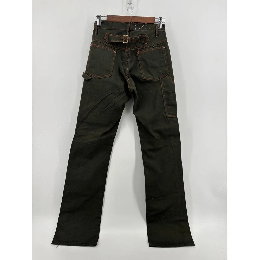 Ely Cattleman Carpenter Pants Mens 27x34 Dark Olive Twill Orange Stitching